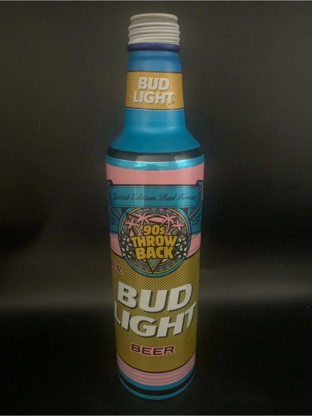Vintage Beer Can Budweiser Bud Light 90's Throw Back Rad Forever 16Oz Empty